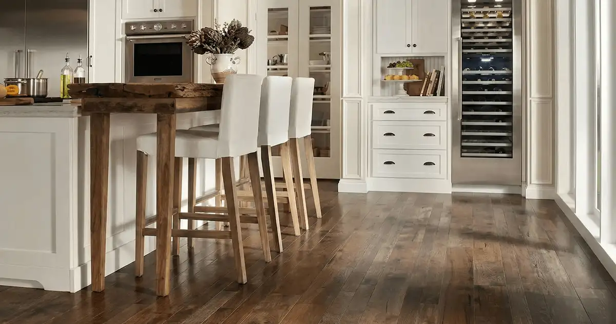 Professionally installed and refinished hardwood flooring in a residential home, showcasing smooth finish and natural wood tones in Tampa, FL