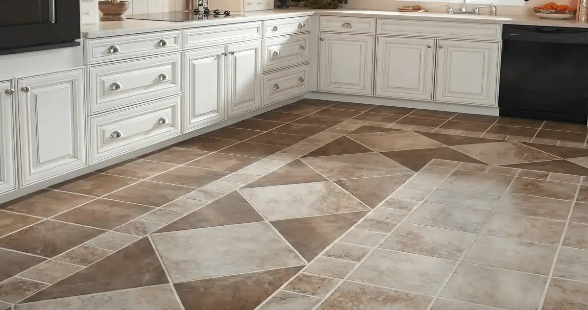 Kitchen with white cabinets and a professionally installed tile floor in Tampa, FL